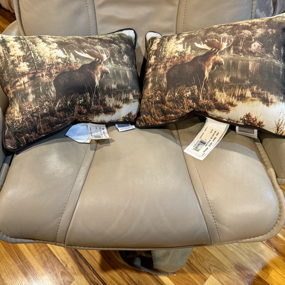 Moose Print Accent Pillow Set - Brown and Black